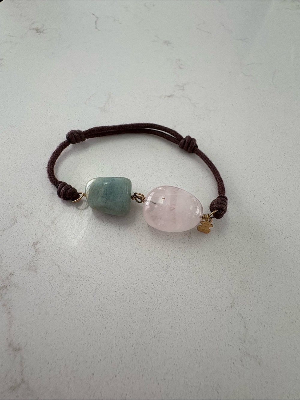 TOUS Cord Bracelet Natural Stones Green Aventurine & Rose Quartz Bear Charm - Picture 8 of 9
